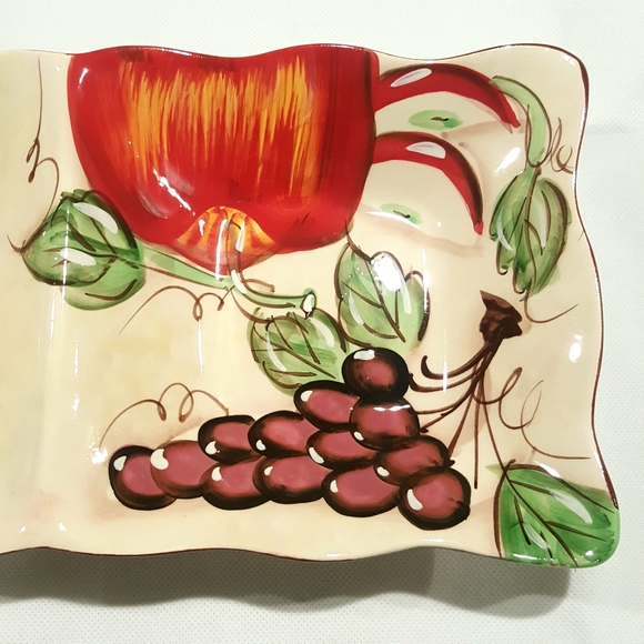 Loren Home Trend Italian Hand Painted Porcelain Fruit Theme Serving DishTray - Picture 4 of 5